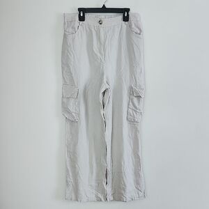 HG Linen Cream Cargo Pants Neutral Minimaist Womens Large